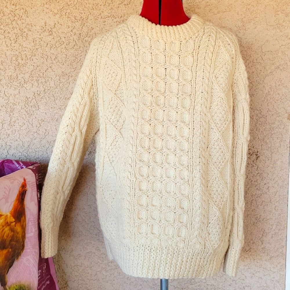 Vintage Classic Handknit Aran Fisherman Sweater sz XXL Ireland
